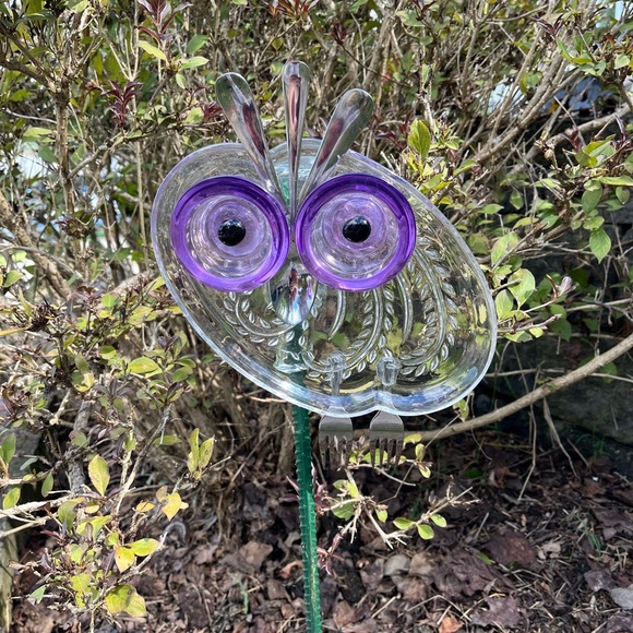 Glass Garden Owl- purple- handmade - Picture 5 of 6